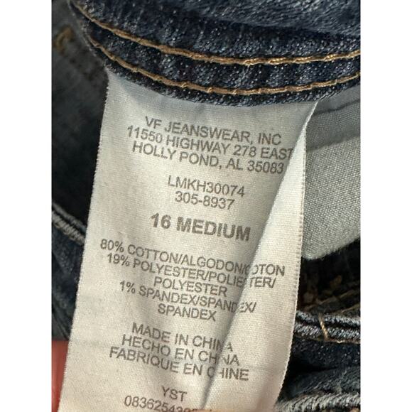 Lee Mid Rise Dark Wash Blue Cotton Blend Denim Bootcut Jeans Women's Size 16 - Picture 8 of 10